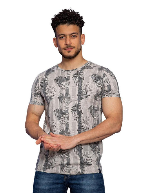 Tree - Grey Printed Round T-Shirt - Khotwh